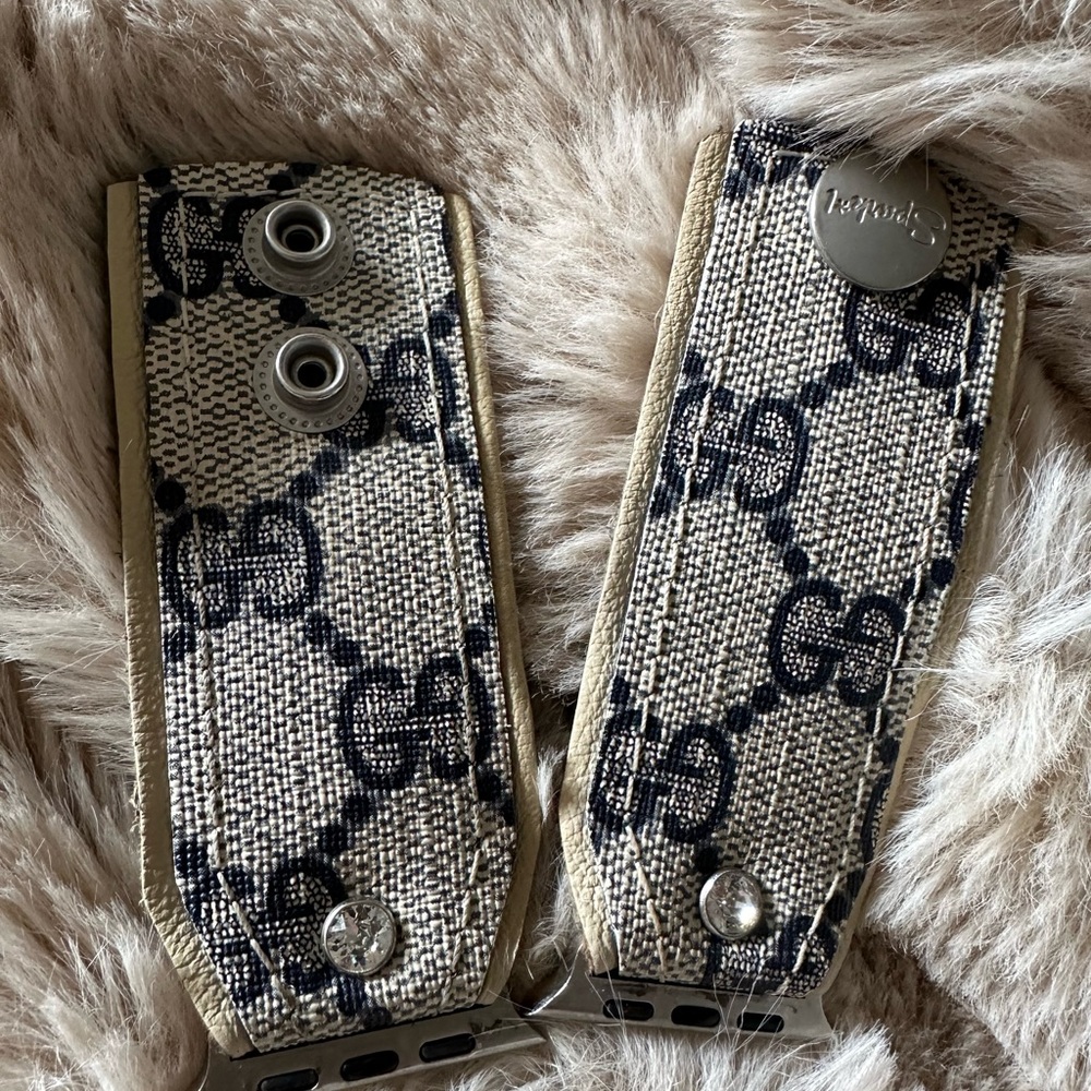 Genuine Gucci up-cycled   iPhone  watch band with beautiful, genuine crystals.
